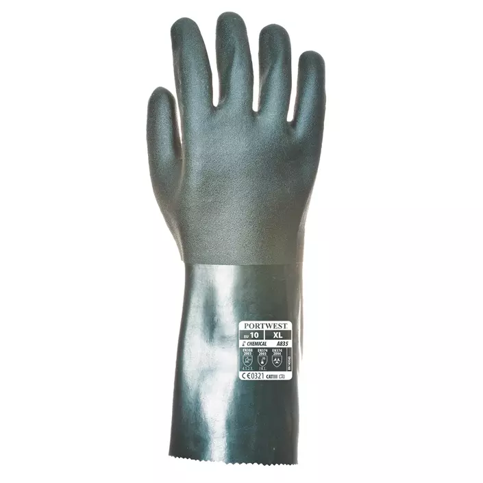 Portwest PVC chemical gloves, Green, Green, large image number 1