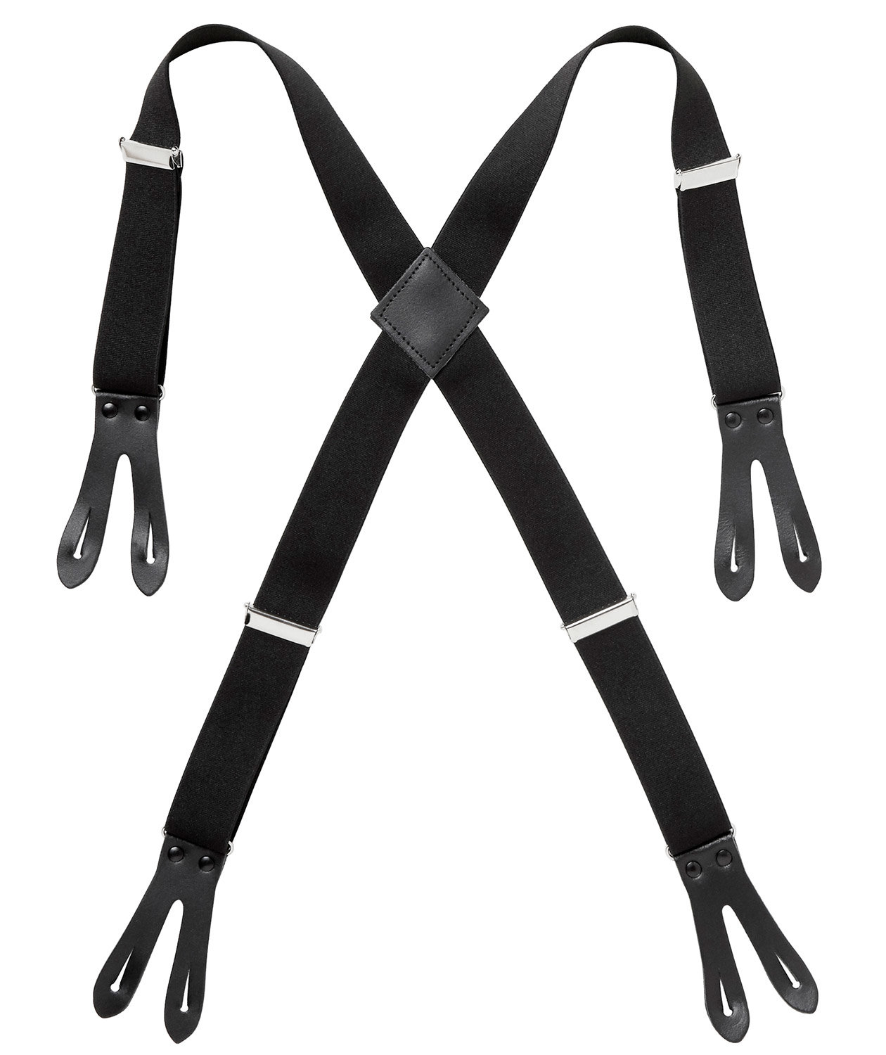 Segers adjustable braces with leather for apron, Black, Black, swatch