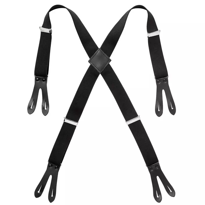 Segers adjustable braces with leather for apron, Black, large image number 0