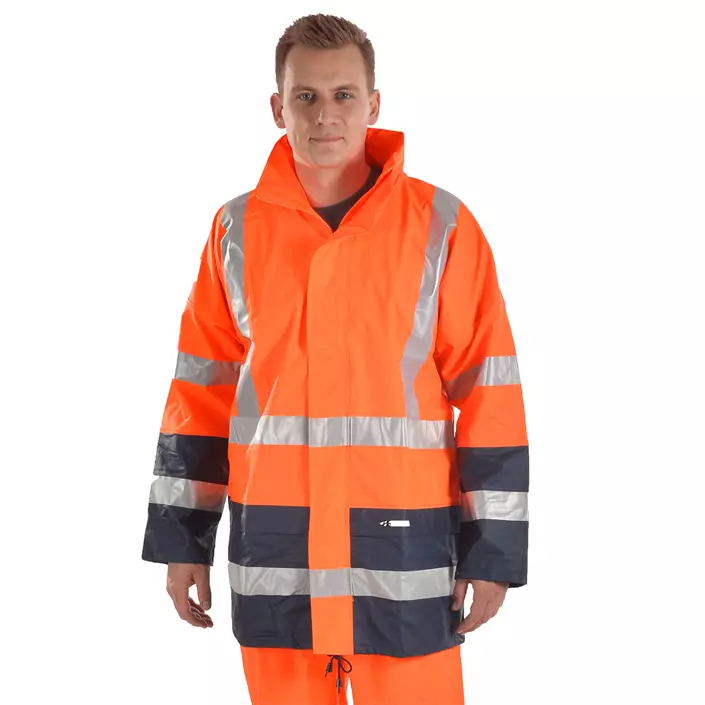 Ocean Comfort Light rain jacket, Hi-vis Orange/Marine, large image number 0