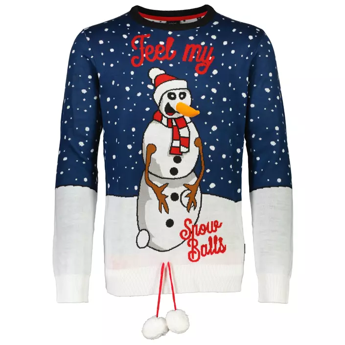 Logic 3D knitted christmas sweater, Blue, large image number 0