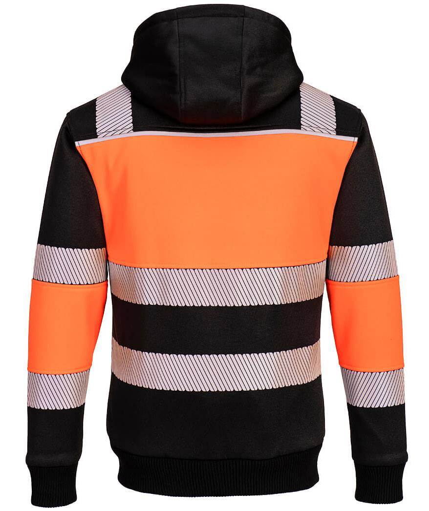 Portwest PW3 hoodie with zipper, Hi-Vis Orange/Black