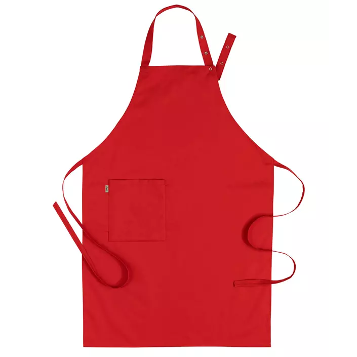 Segers 4579 bib apron with pocket, Red, Red, large image number 0