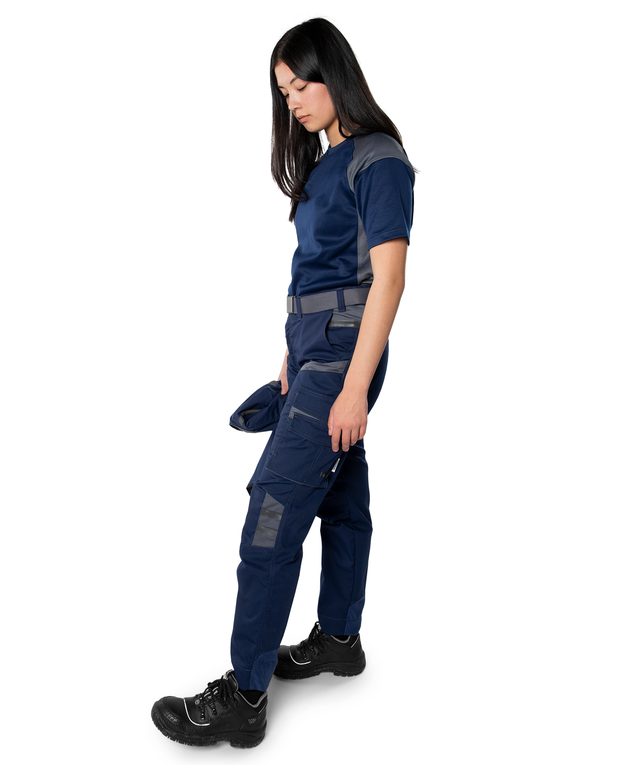 Fristads women's service trousers 2554, Marine Blue/Grey, large image number 2