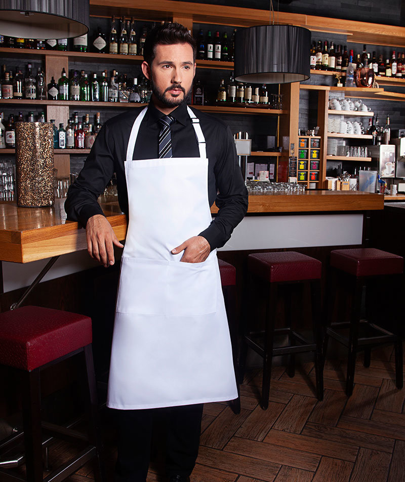 Karlowsky Basic bib apron with pockets, White, White, large image number 1