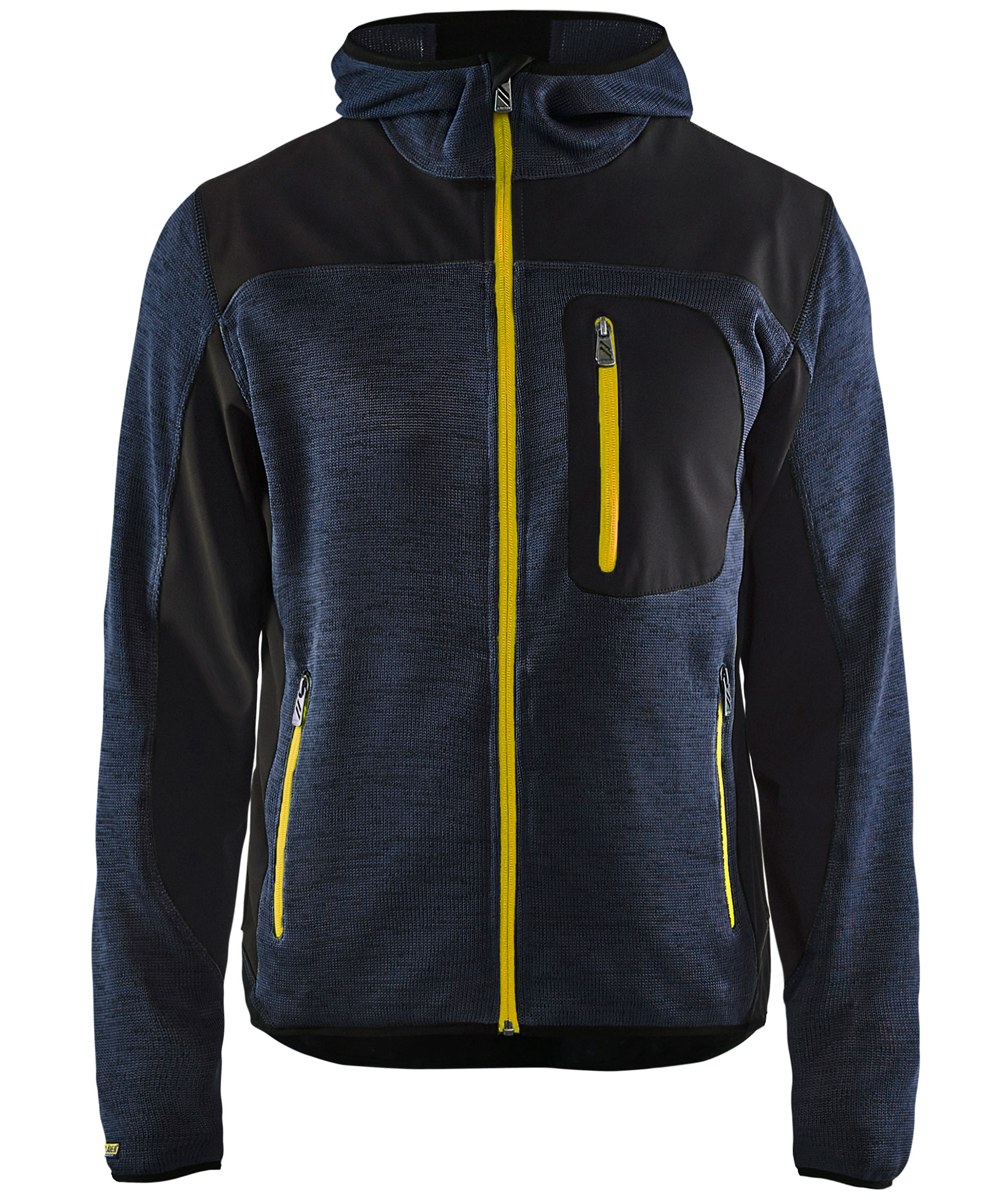 Bl&aring;kl&auml;der knitted softshell jacket X4930, Dark Marine Blue/Yellow
