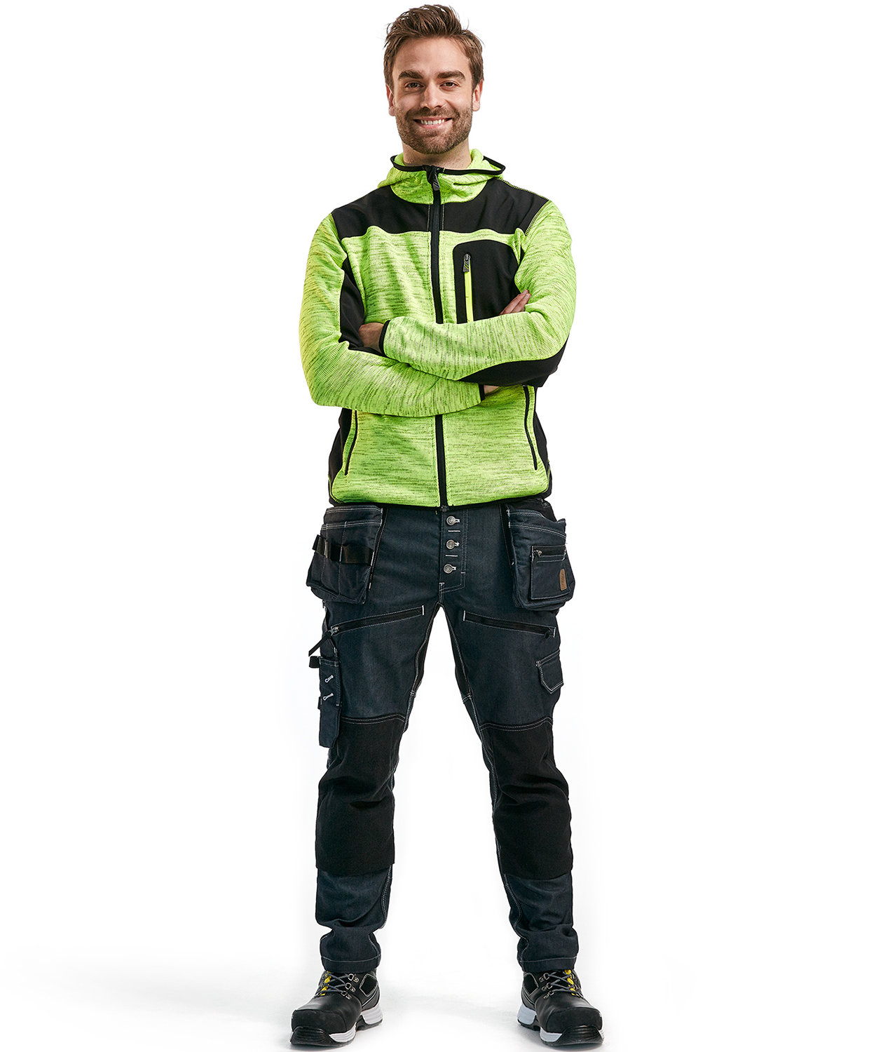 Bl&aring;kl&auml;der knitted softshell jacket X4930, Yellow/Black