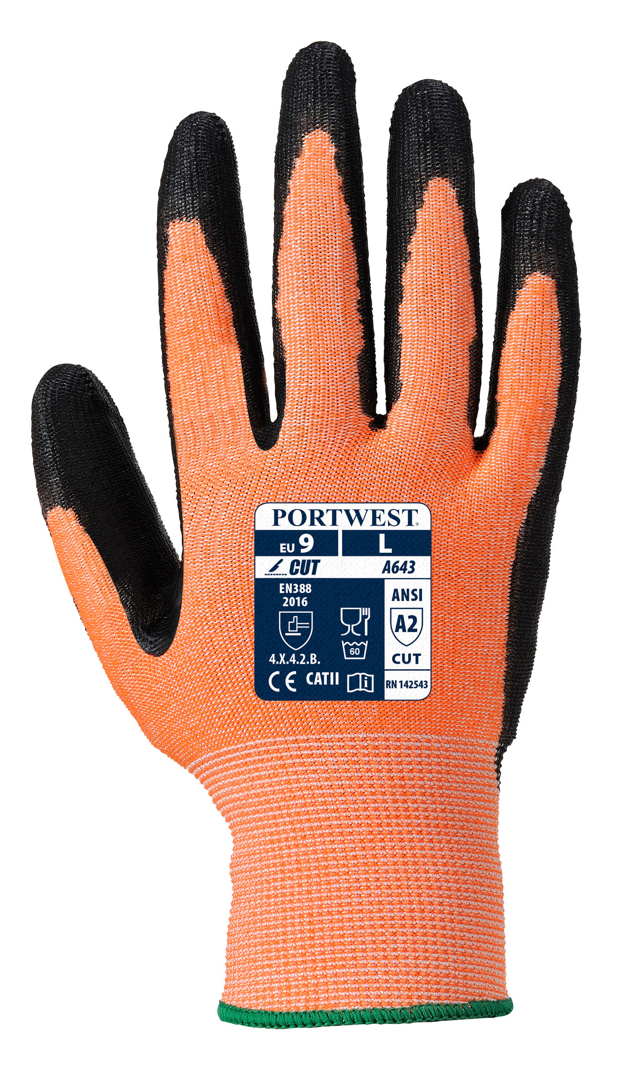 Portwest A643 Amber sk&aelig;rehandsker Cut B, Orange, large image number 2