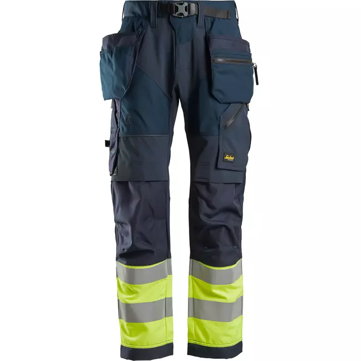 Snickers FlexiWork craftsman trousers 6931, Marine/Hi-Vis yellow, large image number 0