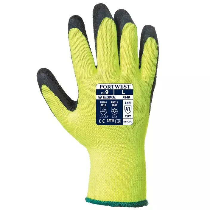 Portwest A140 winter work gloves, Yellow/Black, large image number 1