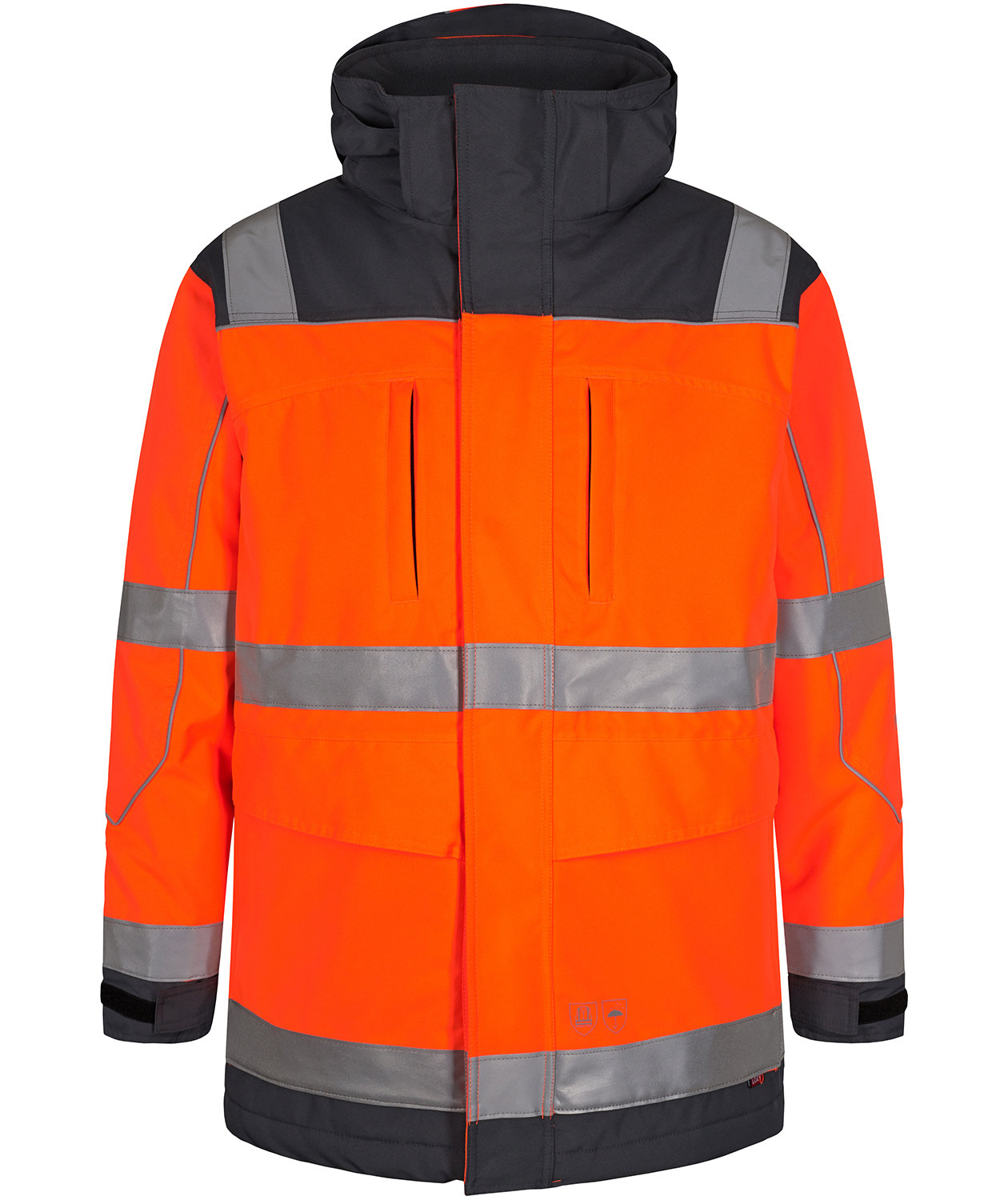 Engel parkas, Varsel orange/Gr&aring;