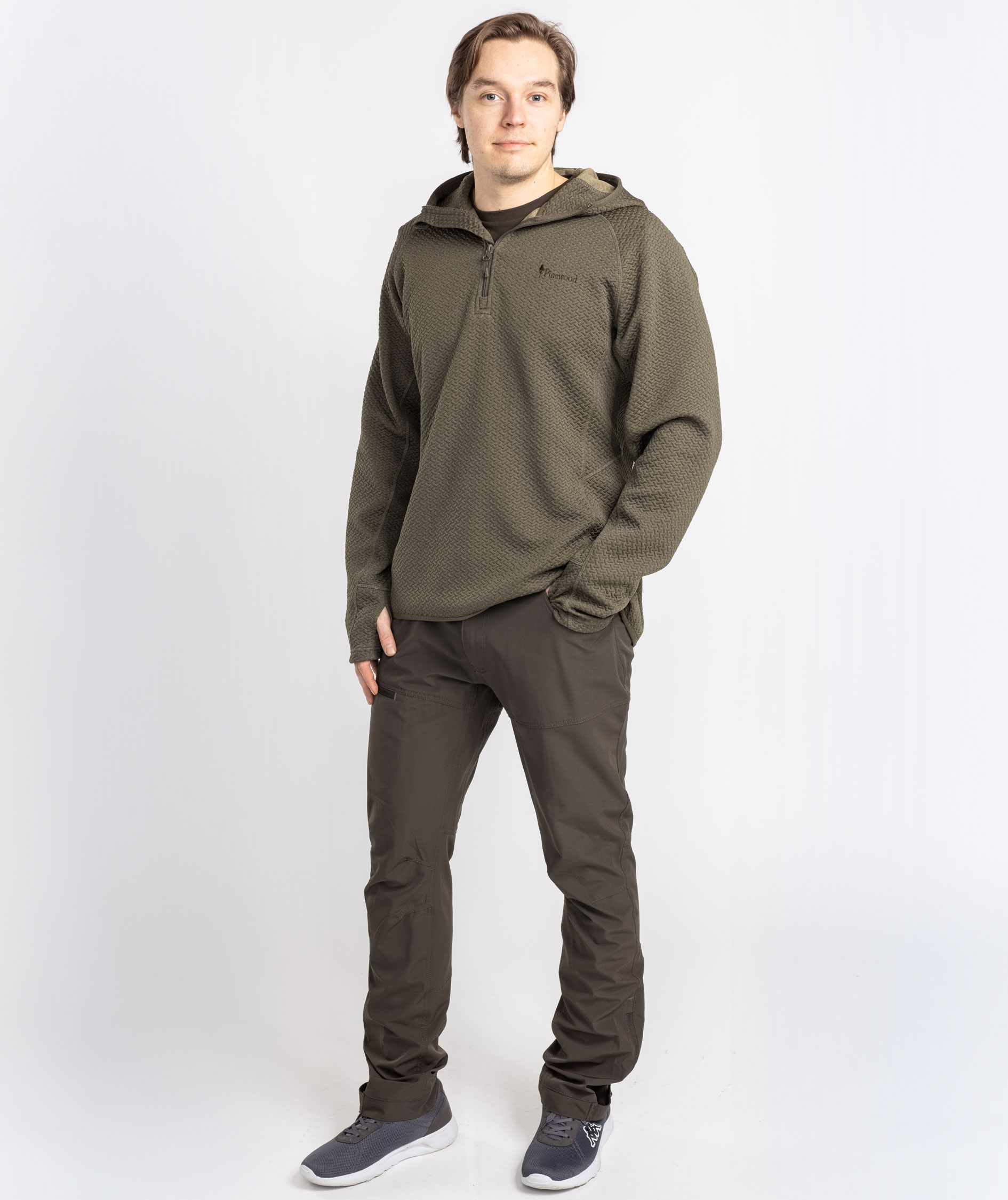 Pinewood Finnveden half-zip h&aelig;ttetr&oslash;je, Dark Green Melange
