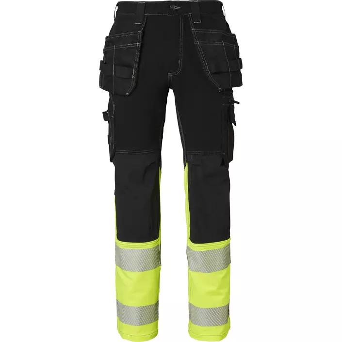 Top Swede craftsman trousers 312 full stretch, Black/Hi-Vis Yellow, large image number 0
