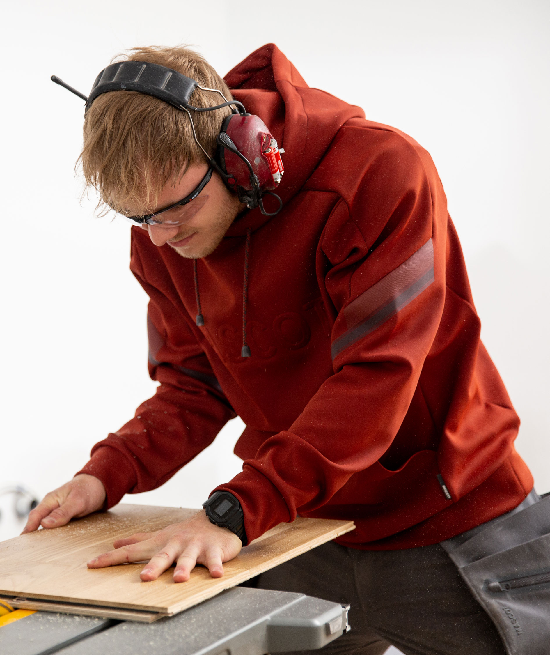 Mascot Customized fleece hoodie, Autumn red