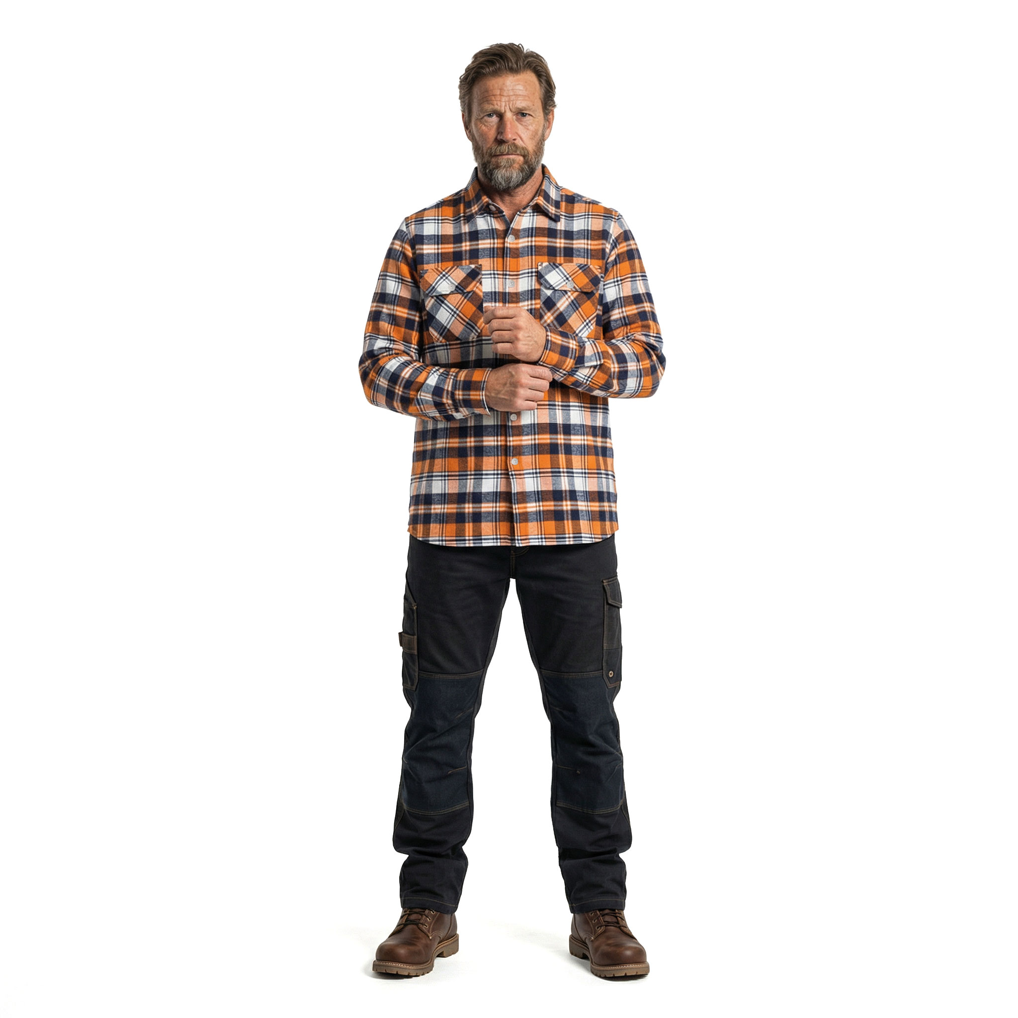 ID Green Leaf flannelskjorte, Oransje, large image number 2