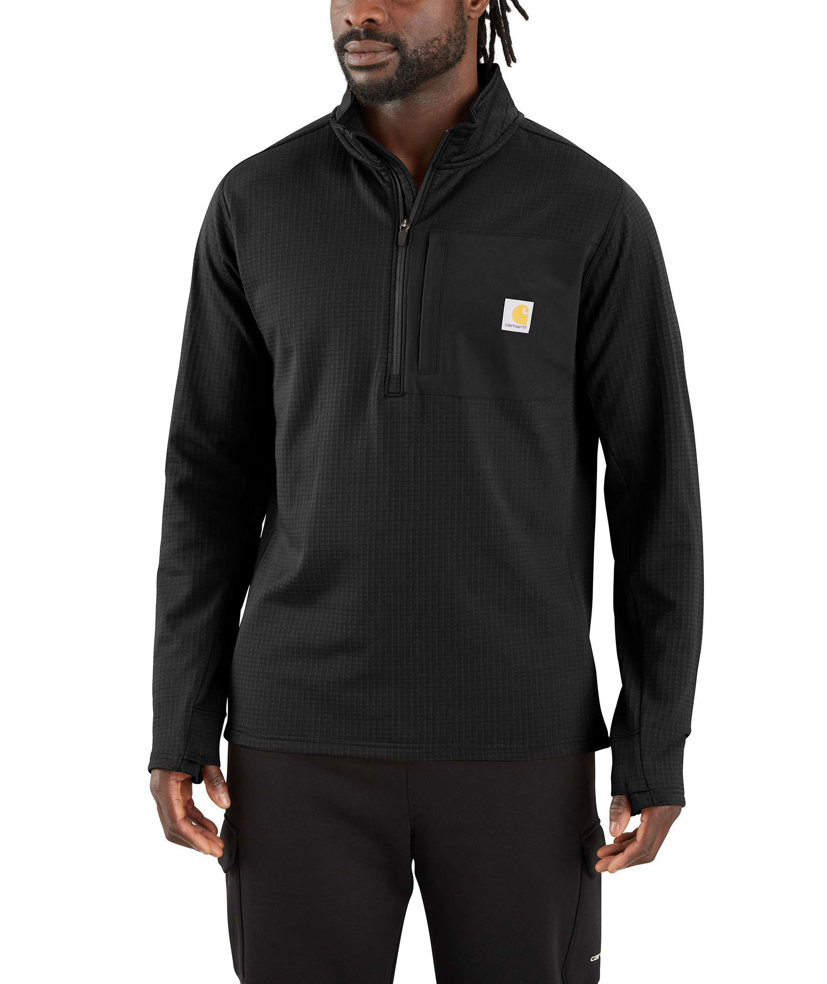 Carhartt Mock Neck Halfzip Midlayer, Black, large image number 2