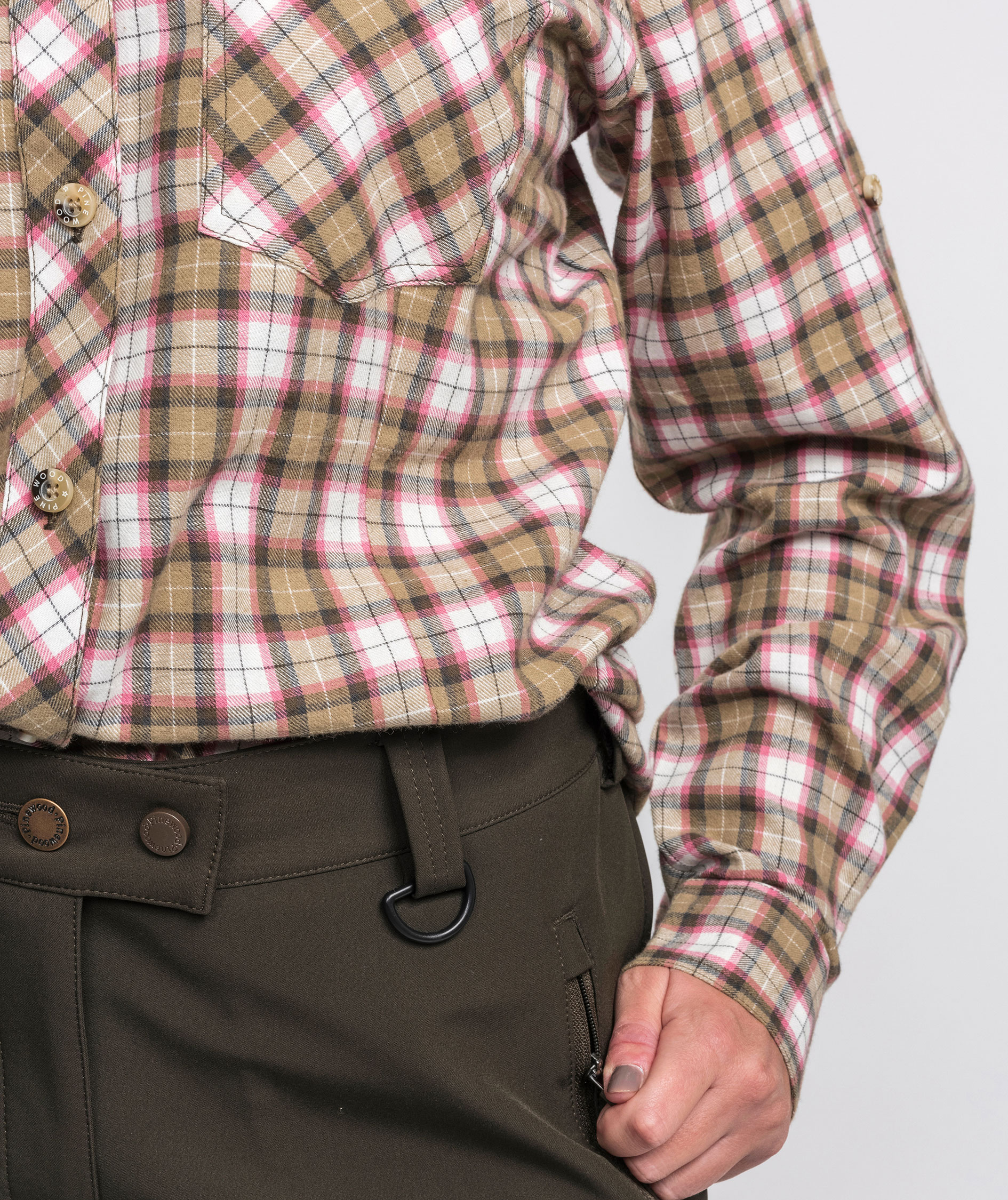 Pinewood Felicia dame flannelskjorte, Gr&oslash;n/Hvid, large image number 3