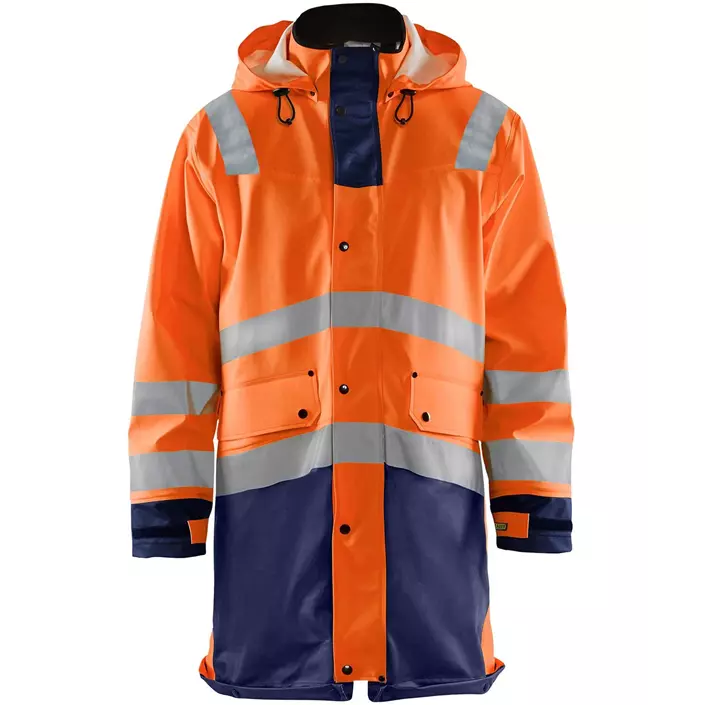Blåkläder lang regnfrakke, Orange/Marine, large image number 0