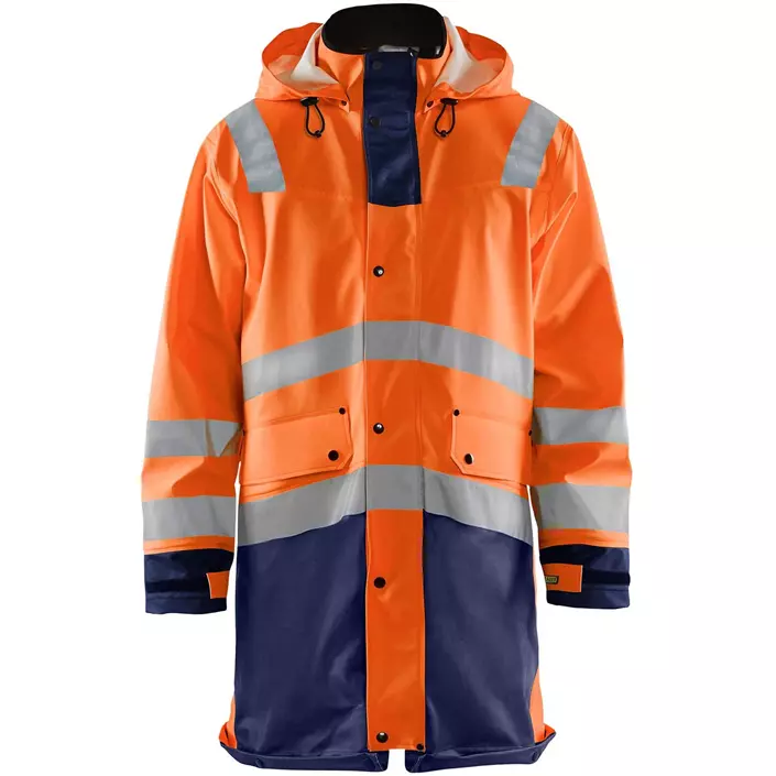Blåkläder lång regnrock, Orange/Marinblå, large image number 0