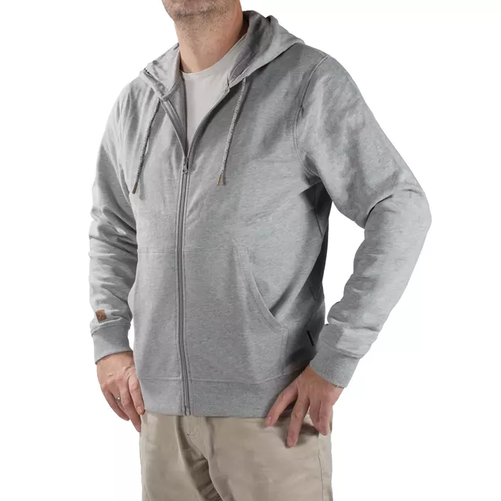Westborn hoodie med dragkedja, Light Grey Melange, large image number 1