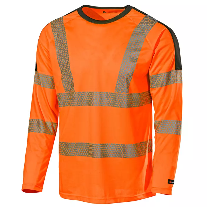 L.Brador 6121P langærmet t-shirt, Sort/Hi-vis Orange, large image number 0
