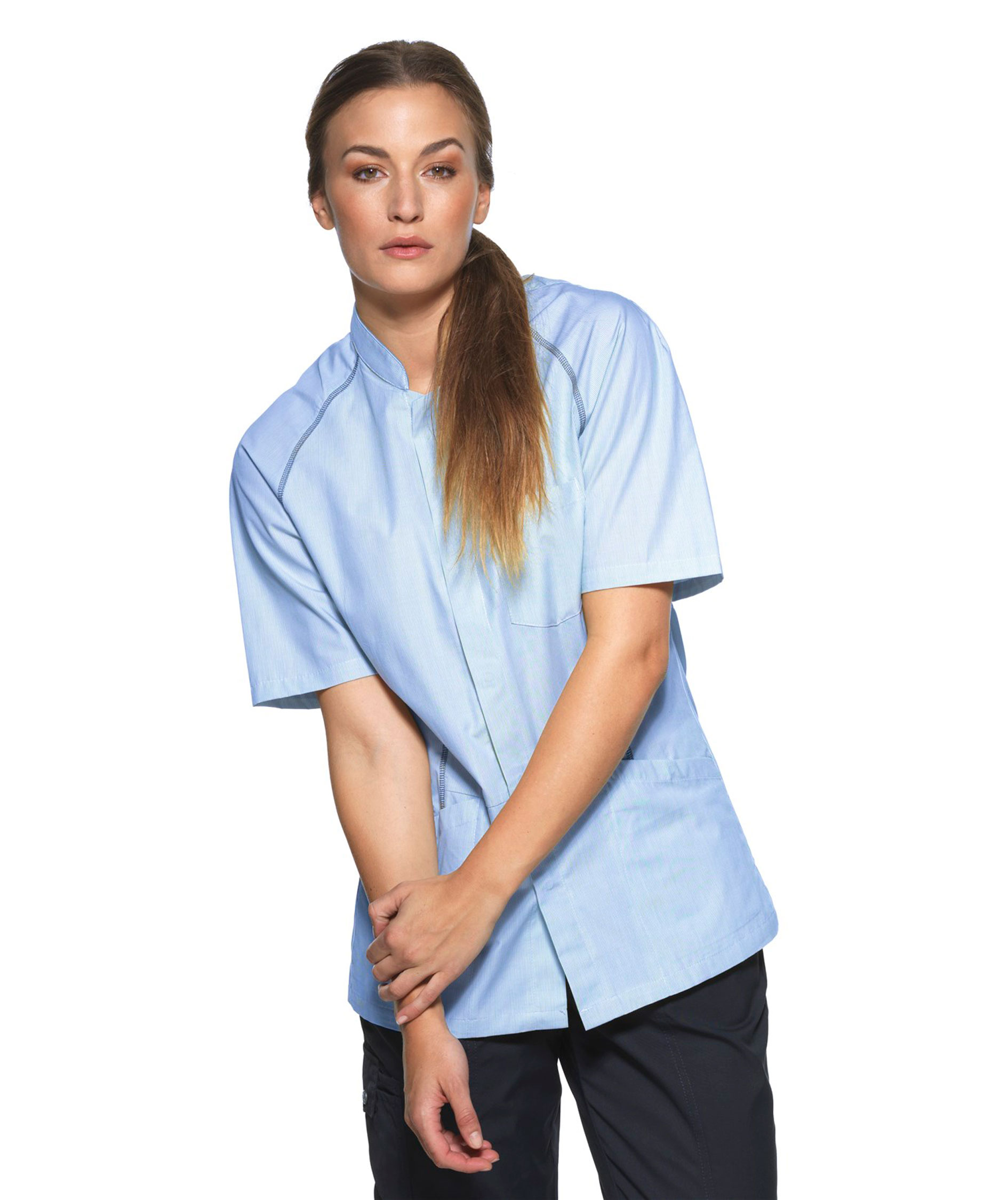 Kentaur  short-sleeved function shirt, Blue/White Stripes