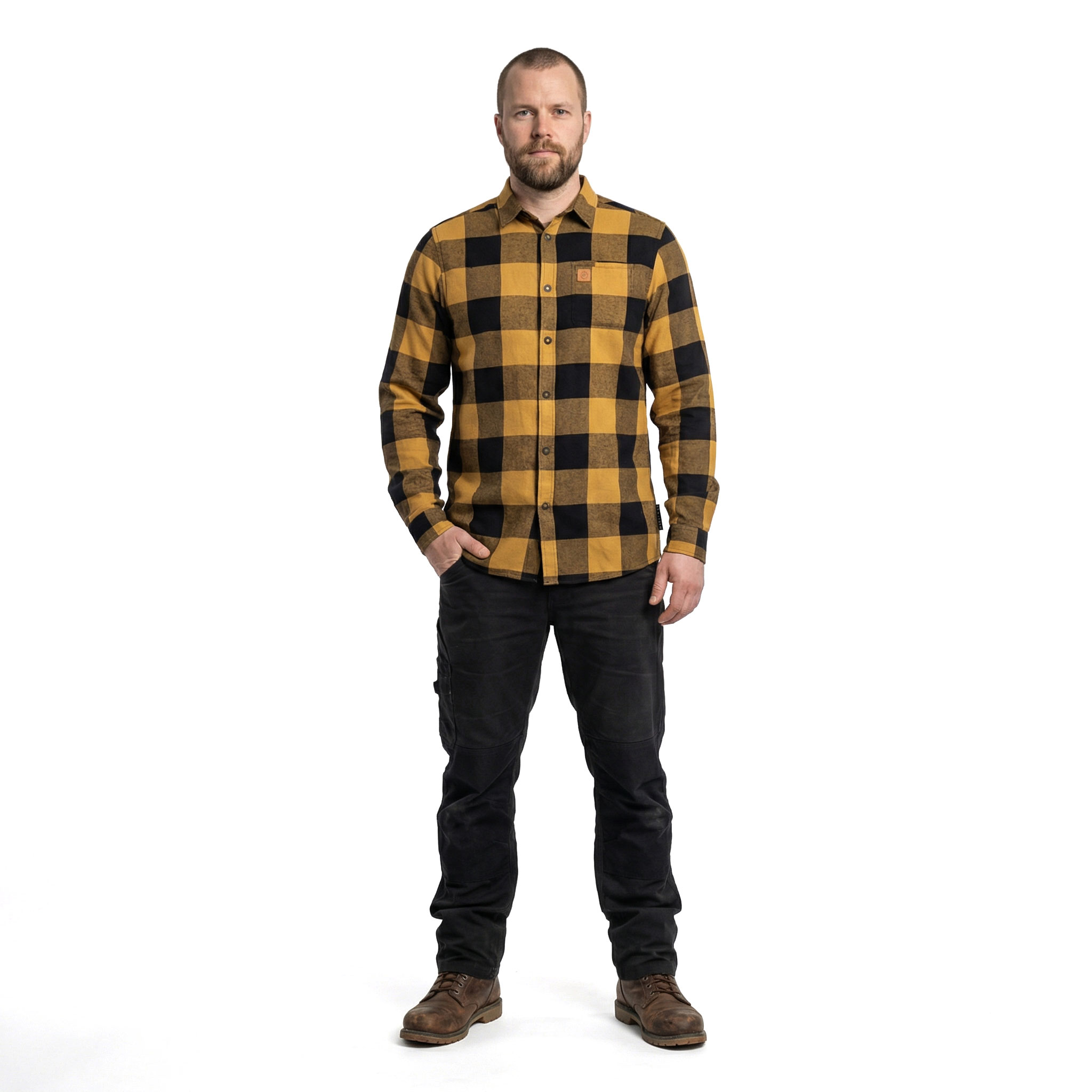 Westborn casual flannel shirt, Mustard/Black, large image number 2