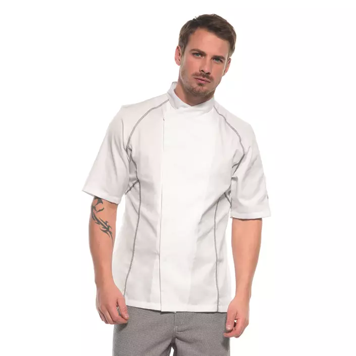 Kentaur short-sleeved unisex chefs-/serving jacket, White/Light Grey, large image number 1