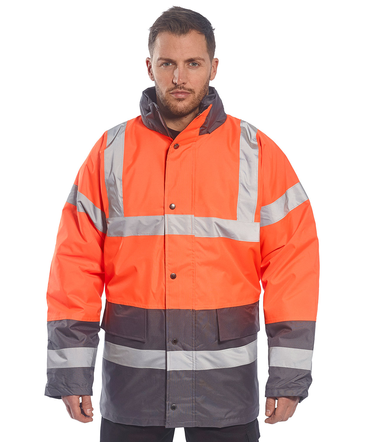 Portwest parkas, Varsel orange/Gr&aring;