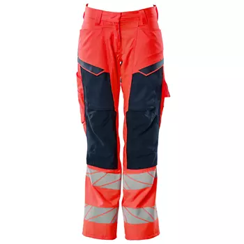 Mascot Accelerate Safe women's work trousers, Hi-Vis Red/Dark Marine