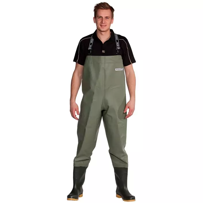 Ocean Classic waders with safety boots S5, Green, large image number 0