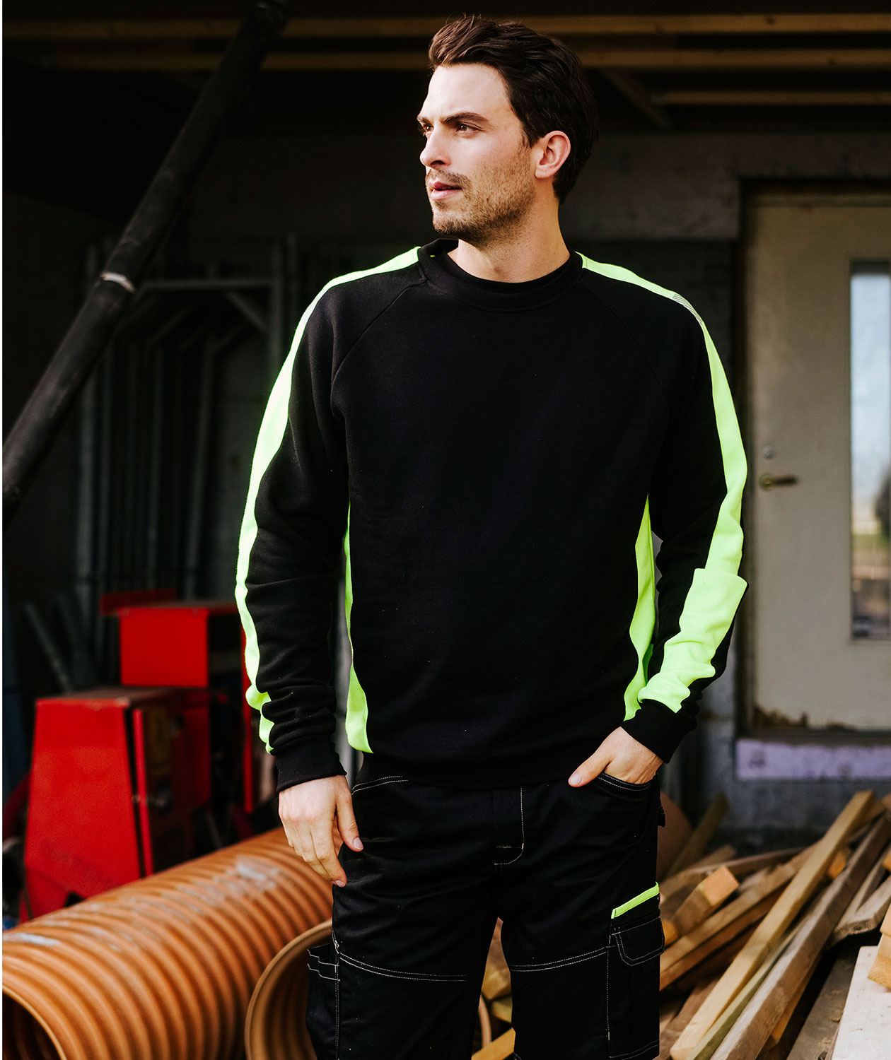 YOU Lancaster Pro sweatshirt, Black/Hi-Vis Yellow