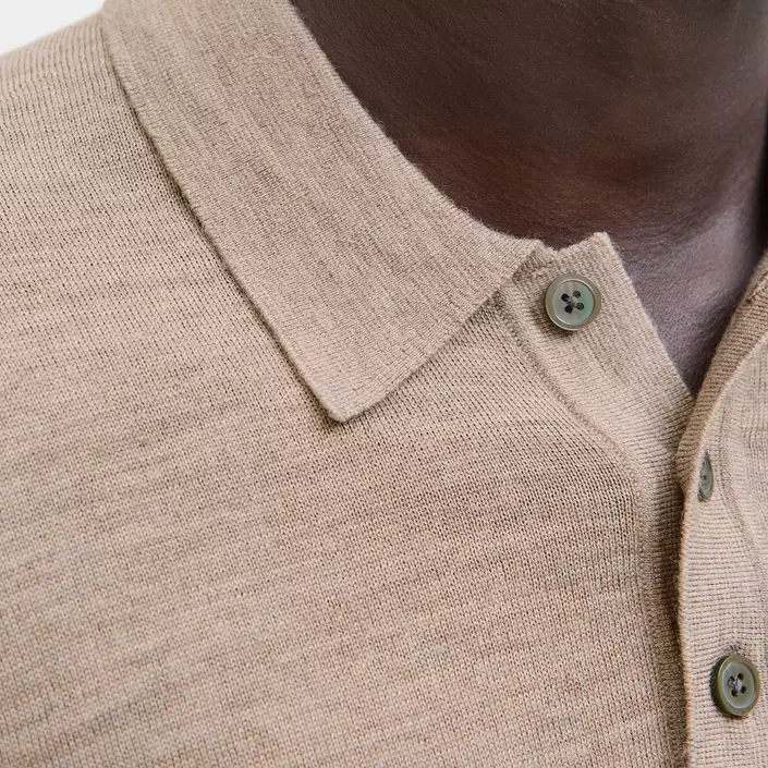 Jack & Jones Premium JPRBLAMERINO stickad tröja med merinoull, Greige Melange, large image number 3