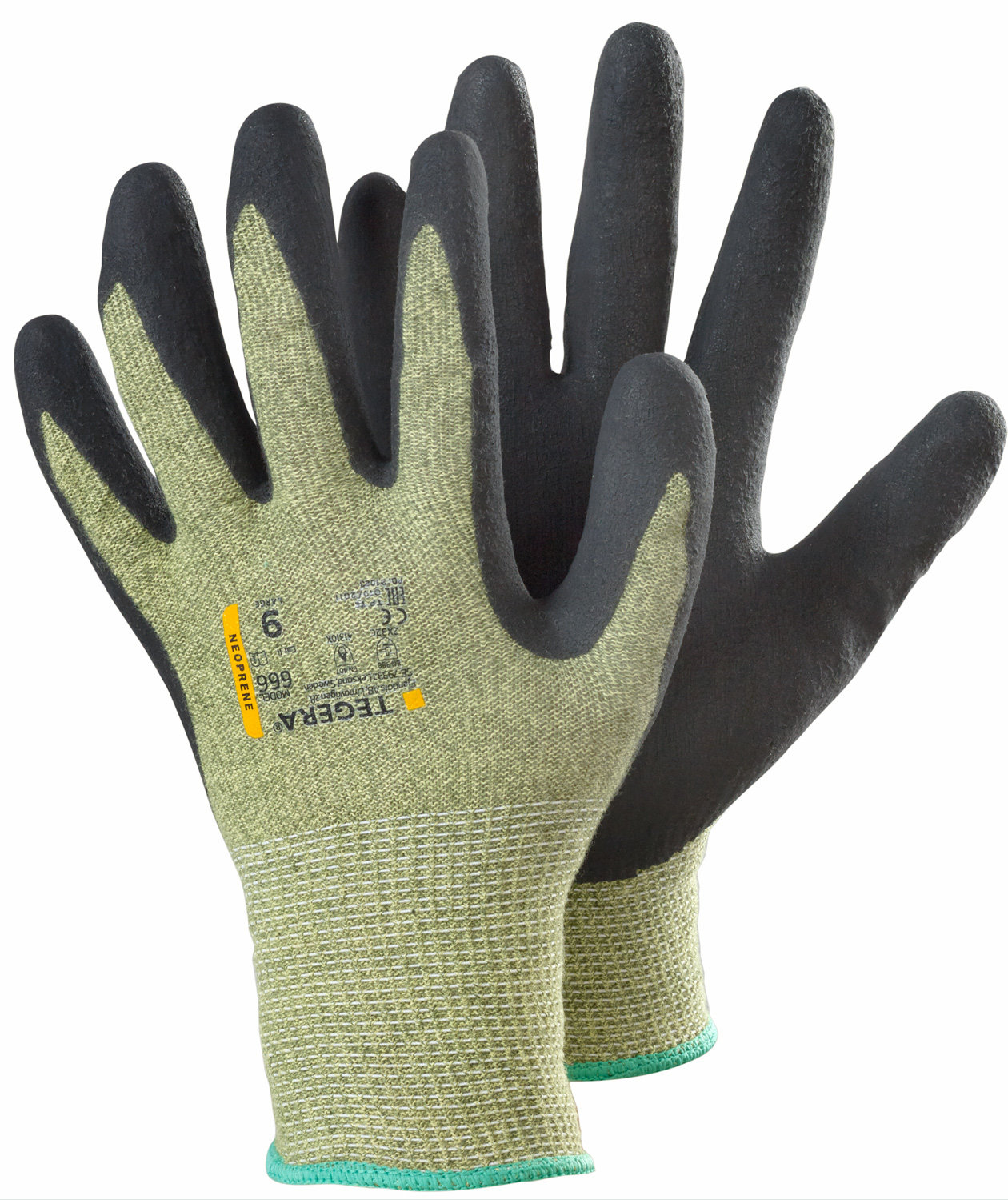 Tegera 666 cut protection gloves Cut C, Black/Green, large image number 0
