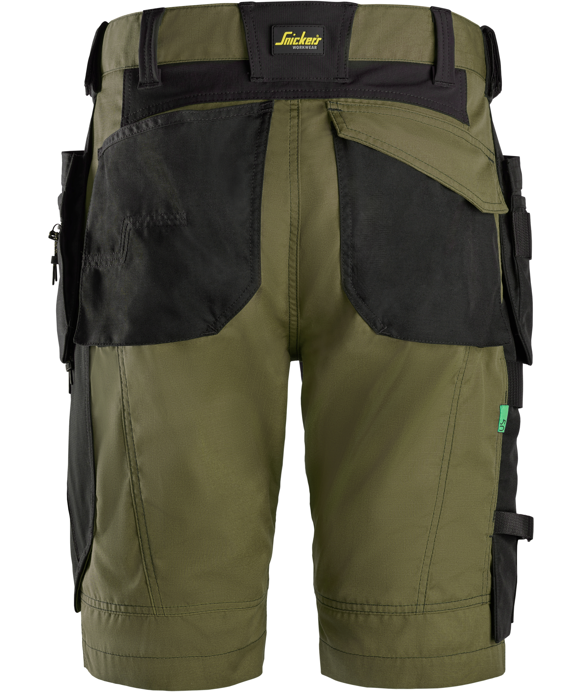 Snickers hantverksshorts FlexiWork 6904, Khaki Green/Black