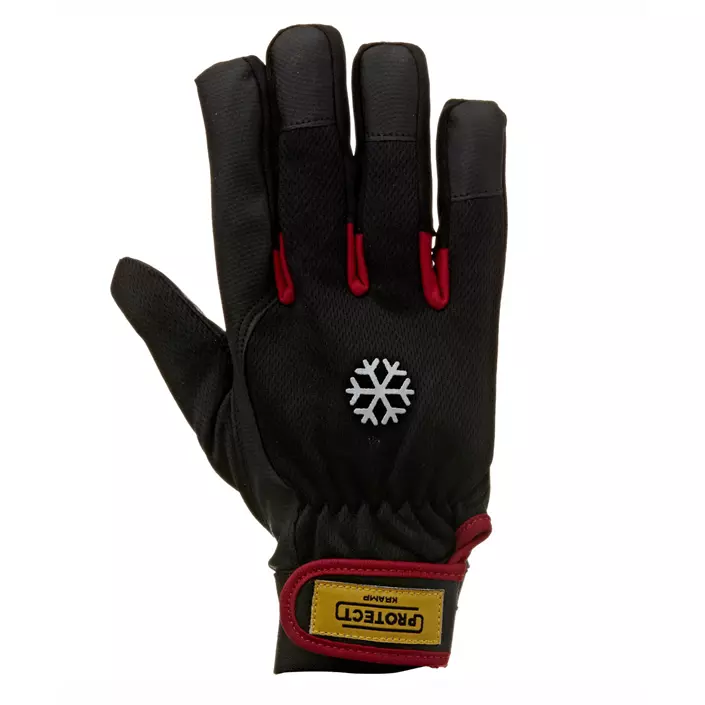 Cramp winter gloves with velcro, Black/Red, large image number 0