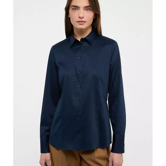 Eterna Satin Stretch dameskjorte - Modern Fit, Navy, large image number 1