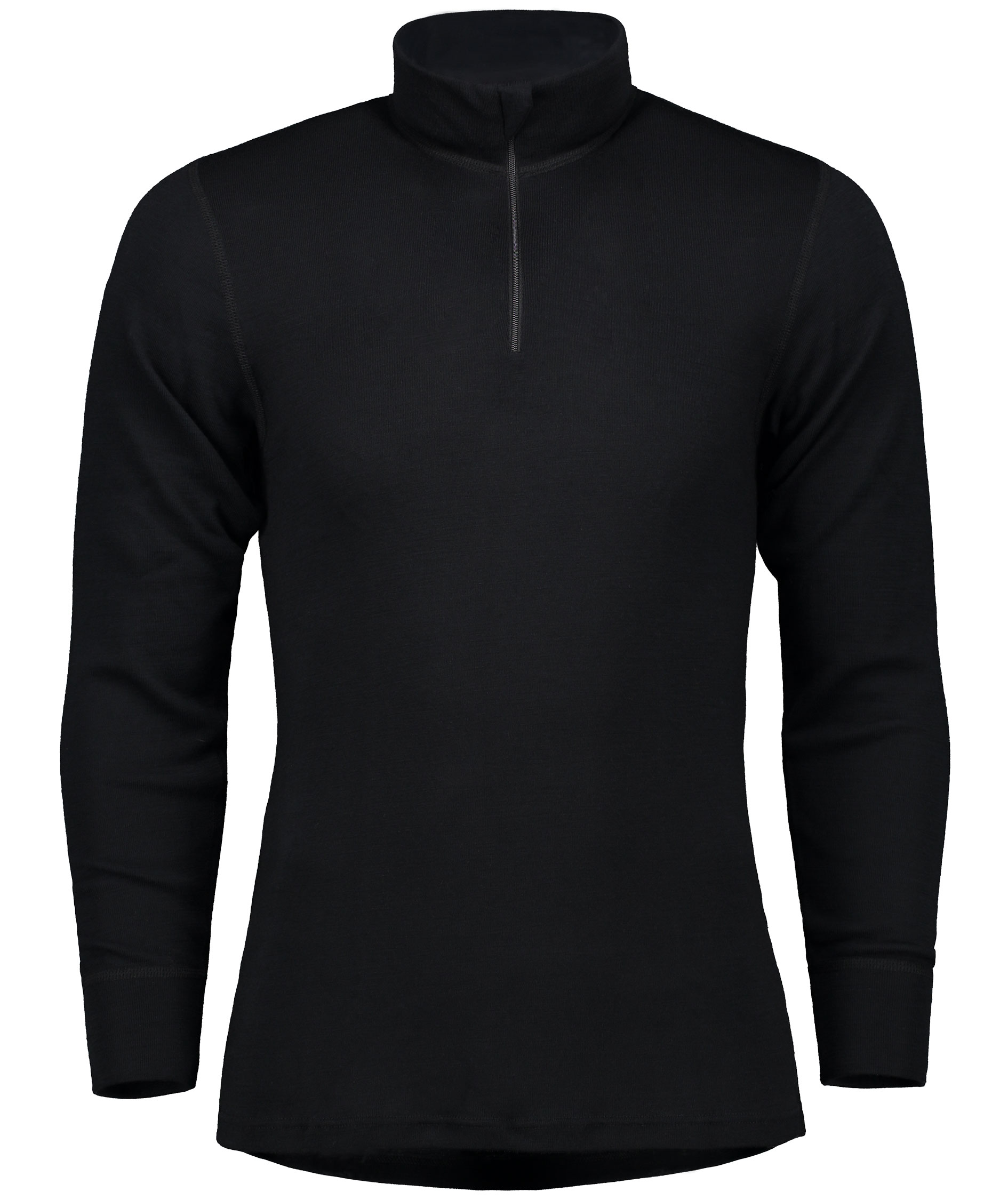 Westborn half zip long-sleeved T-shirt with merino wool, Black