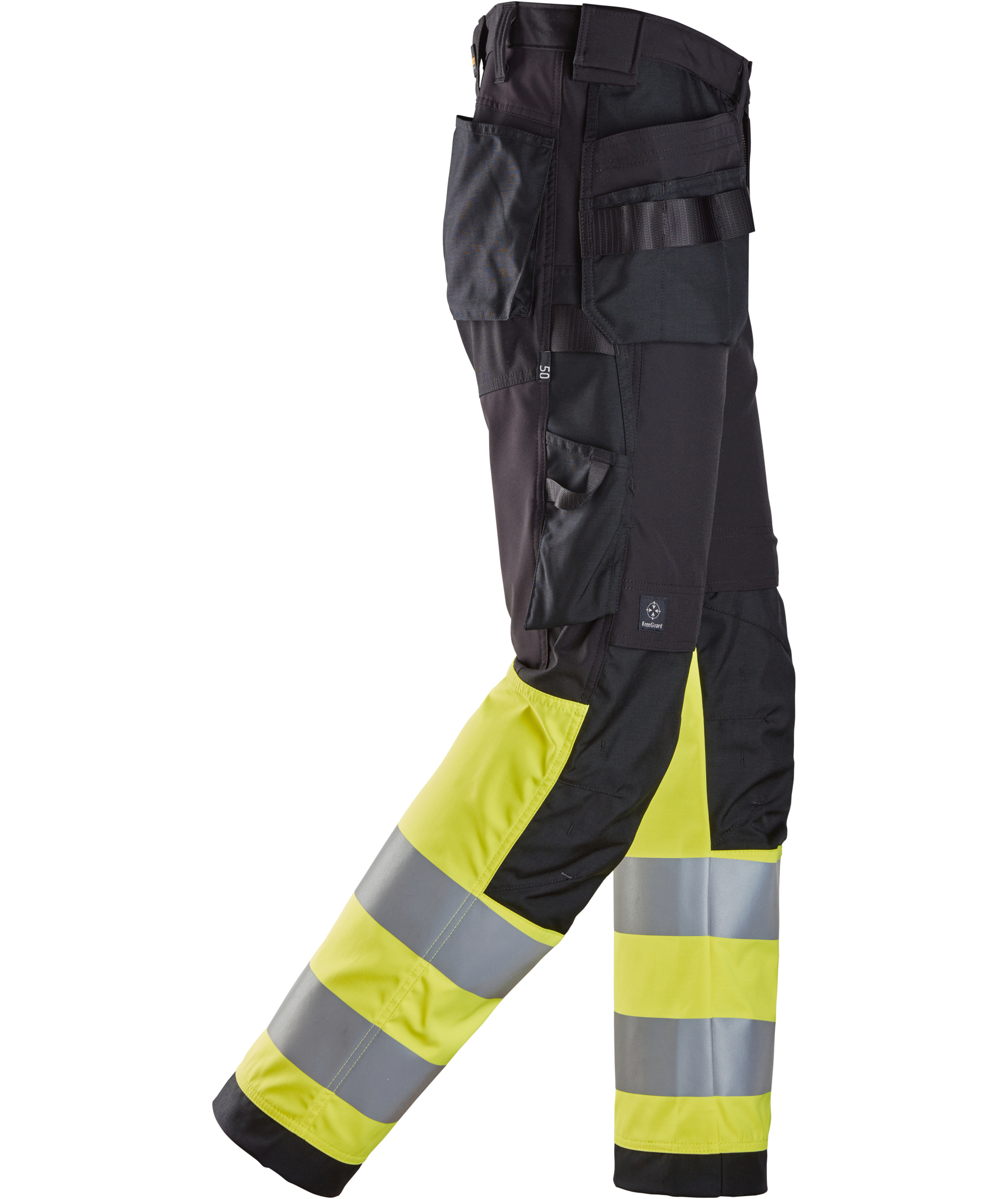 Snickers h&aring;ndverksbukse 6239, Svart/Hi-Vis Gul, large image number 2