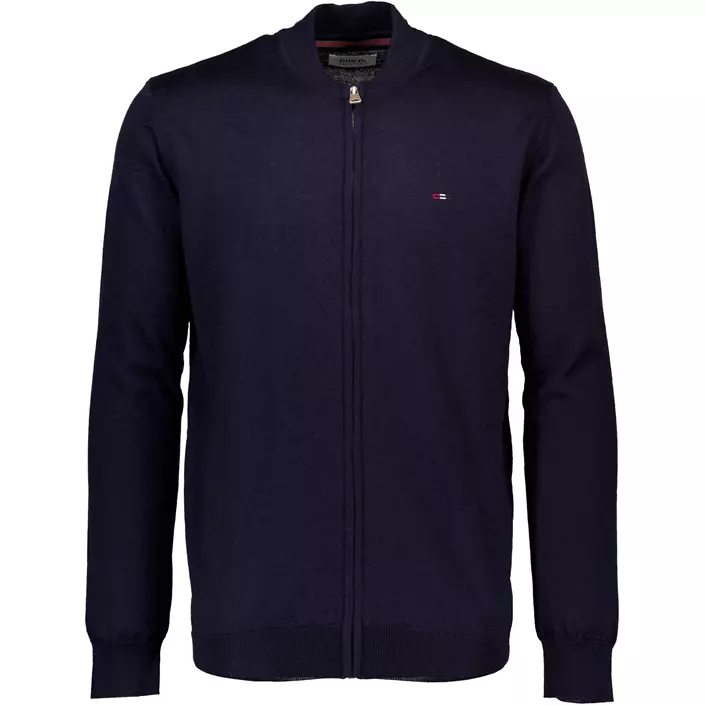 Bison stickad cardigan med merinoull, Navy, large image number 0