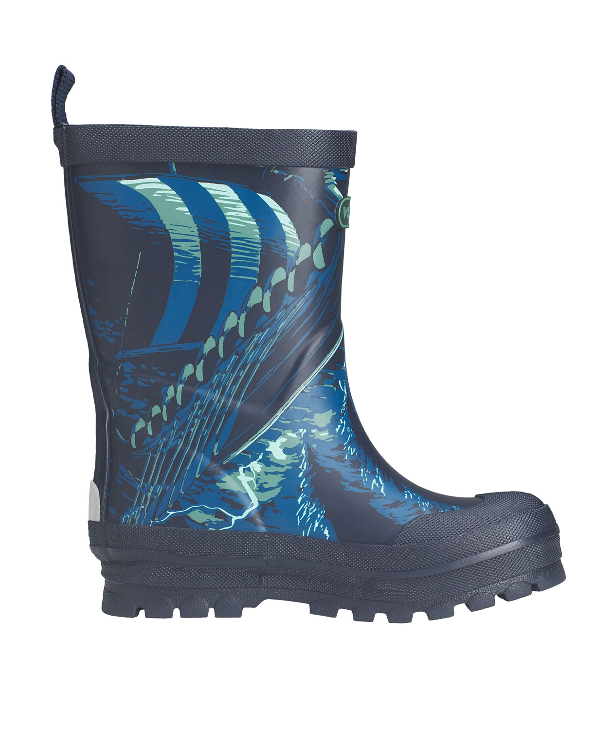 Viking Jolly Print rubber boots for kids, Navy/bluegreen, large image number 1