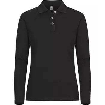 Clique Premium women's long-sleeved polo shirt, Black