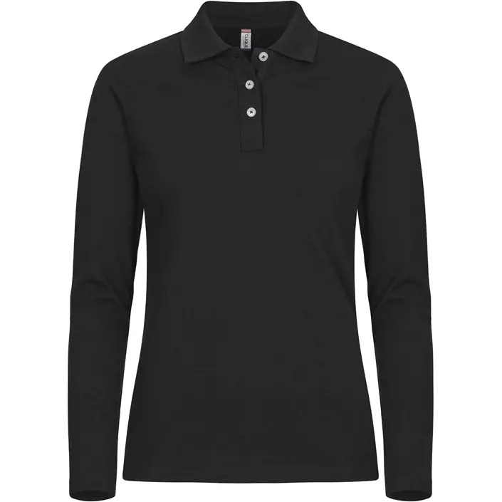 Clique Premium women's long-sleeved polo shirt, Black, large image number 0