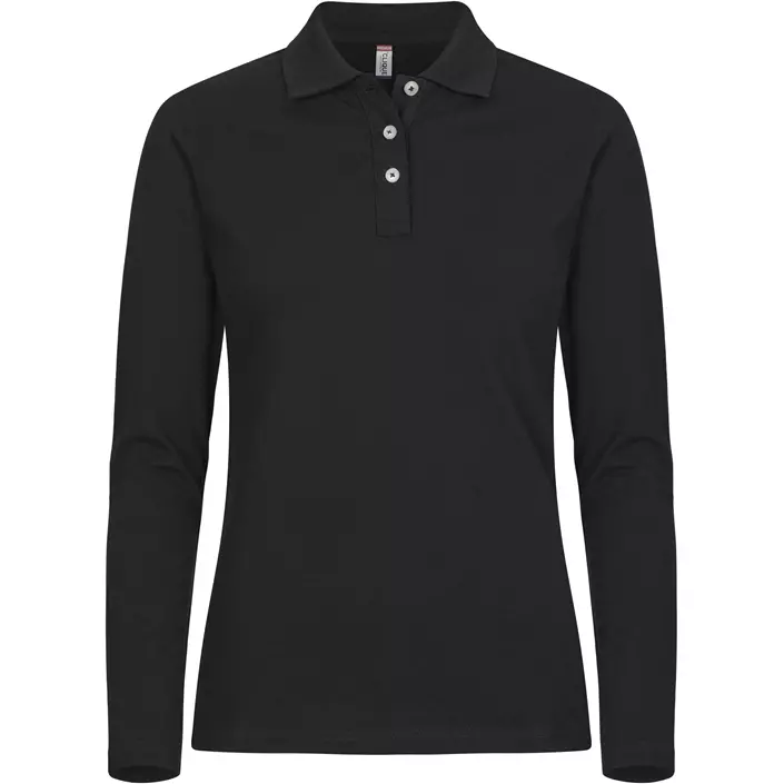 Clique Premium women's long-sleeved polo shirt, Black, large image number 0