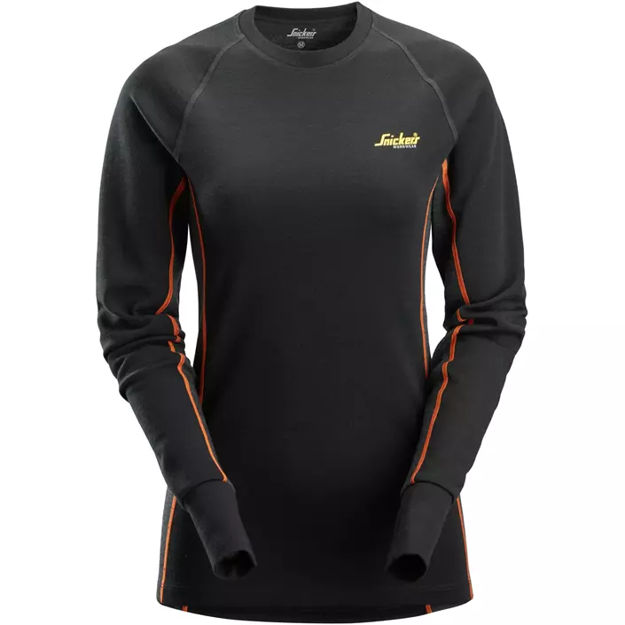 Snickers underställströja med merinoull 9470 dam, Black/Anthracite Melange, large image number 0