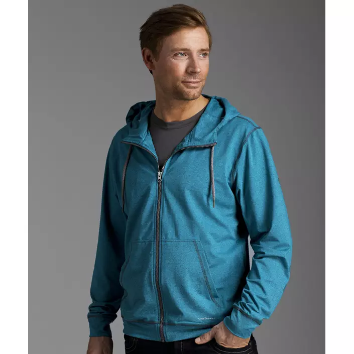 Pitch Stone Cooldry hoodie with zipper, Petrol melange, large image number 1