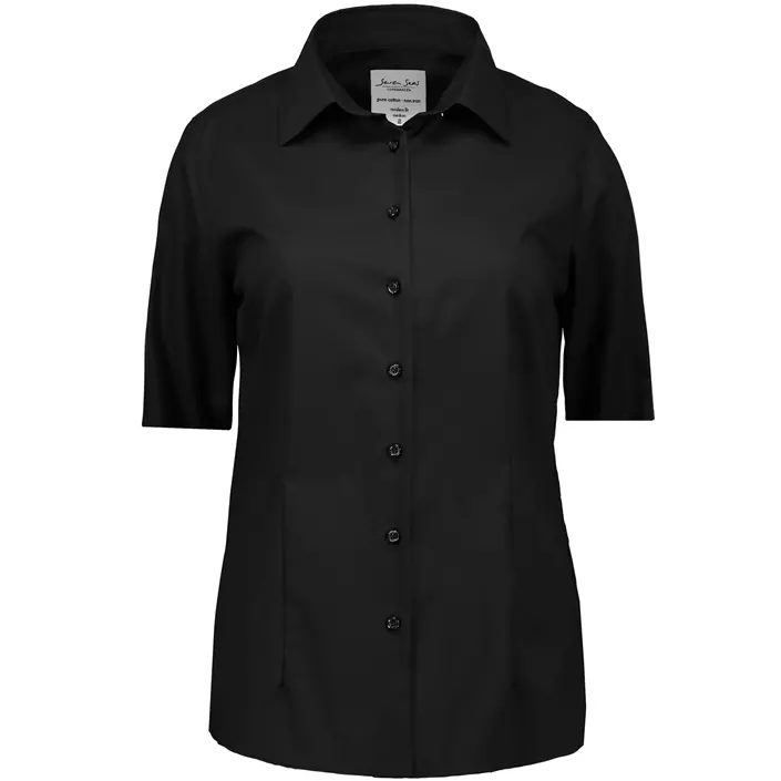 Seven Seas Fine Twill kortærmet Modern fit  dameskjorte, Sort, large image number 0