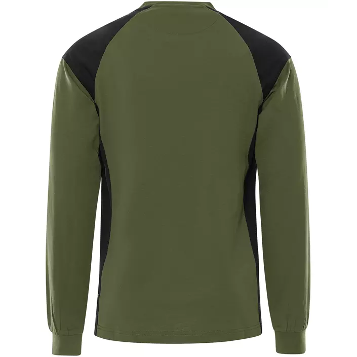 Fristads Heavy long-sleeved T-shirt 7071 GTM, Army Green/Black, large image number 1