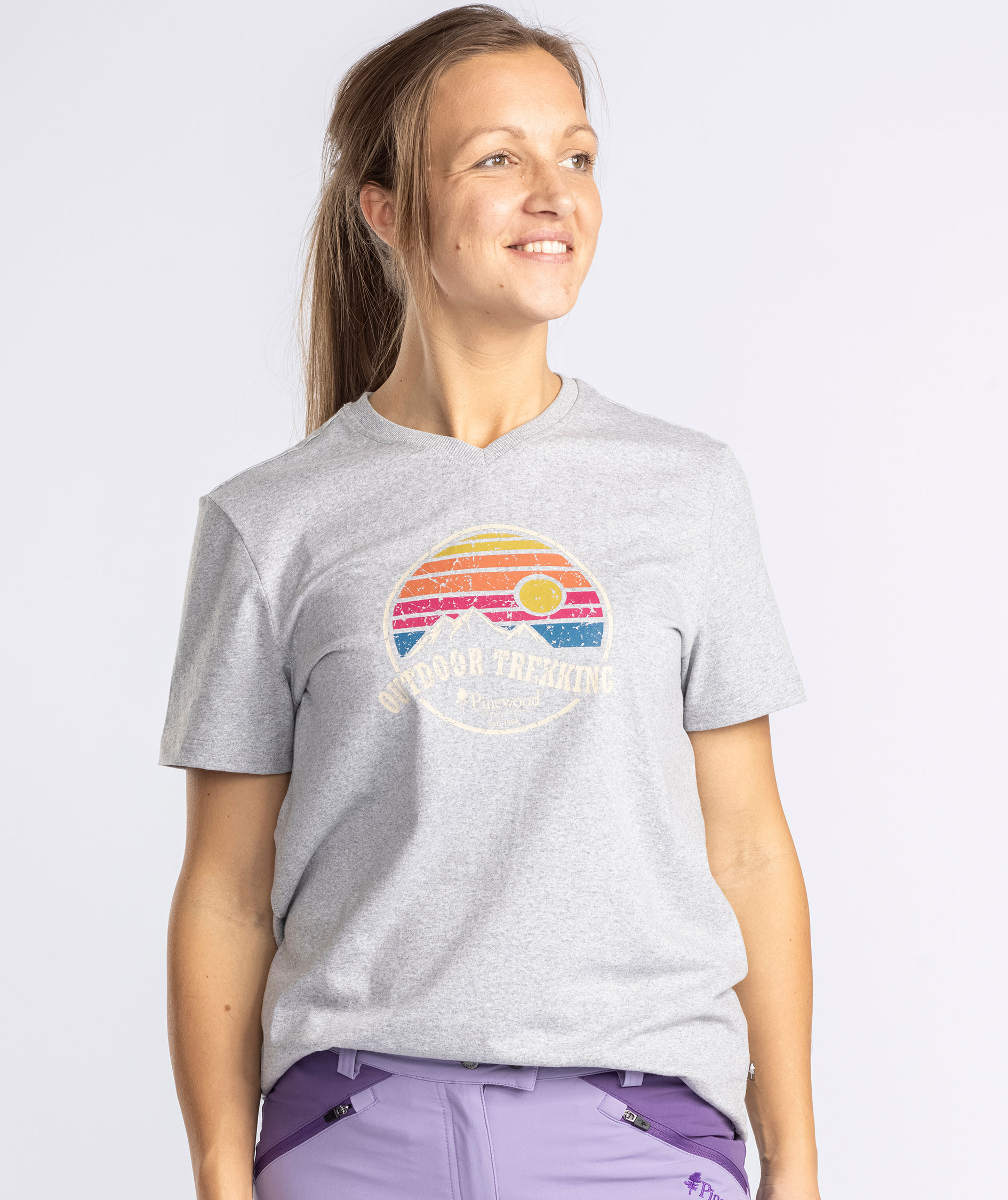 Pinewood Finnveden Outdoor dame T-shirt, Light Grey Melange, large image number 1