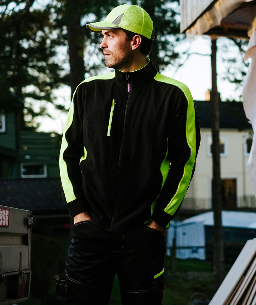 YOU Darlington Pro fleece jacket, Black/Hi-Vis Yellow